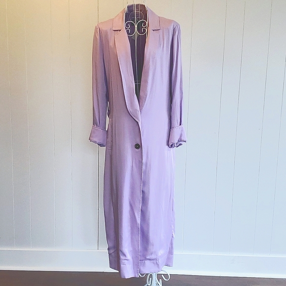 Something Navy Jackets & Blazers - NWOT Something Navy Lilac Light Purple Single Breasted Long Trenchcoat Sz S
